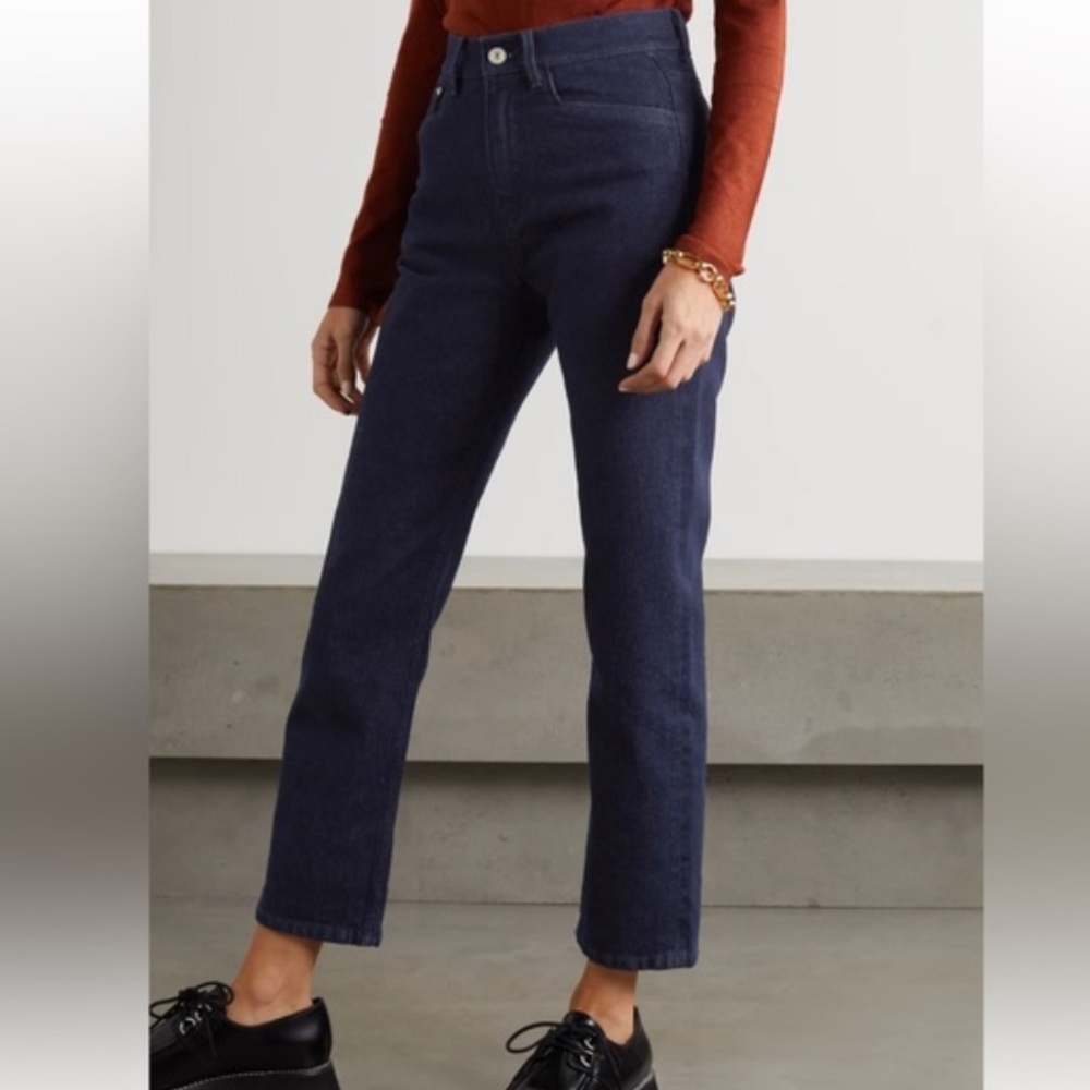 Wandler Carnation super dark denim mid-rise tapered jeans cropped Size 27